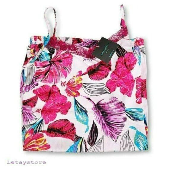 NWT Cynthia Rowley 2-Pc Floral Print Satin Lace Camisole & Shorts Pajama Set - Picture 4 of 6